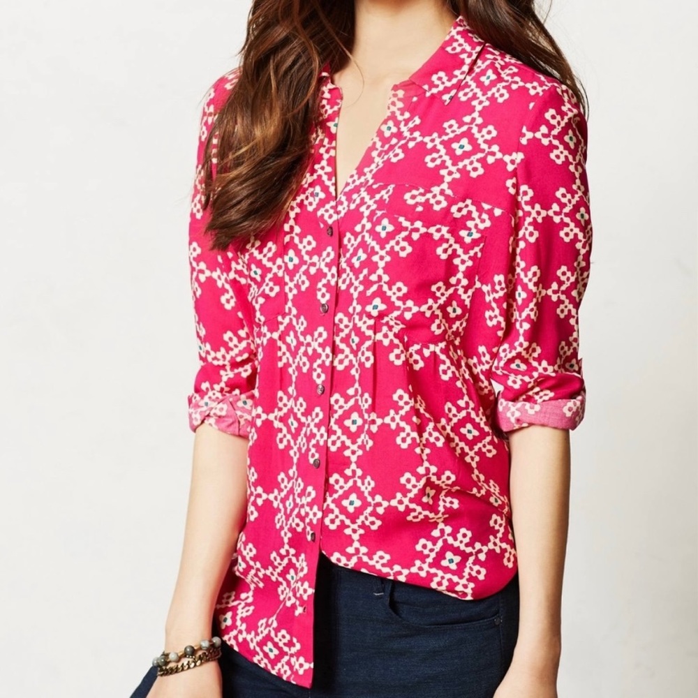 Anthropologie Maeve Floral Overland Top